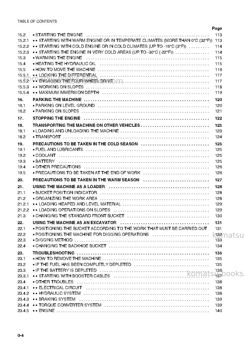 Komatsu wb150-2ita Operation manual cover Page 5 Komatsu wb150-2ita Operation manual cover Page 5
