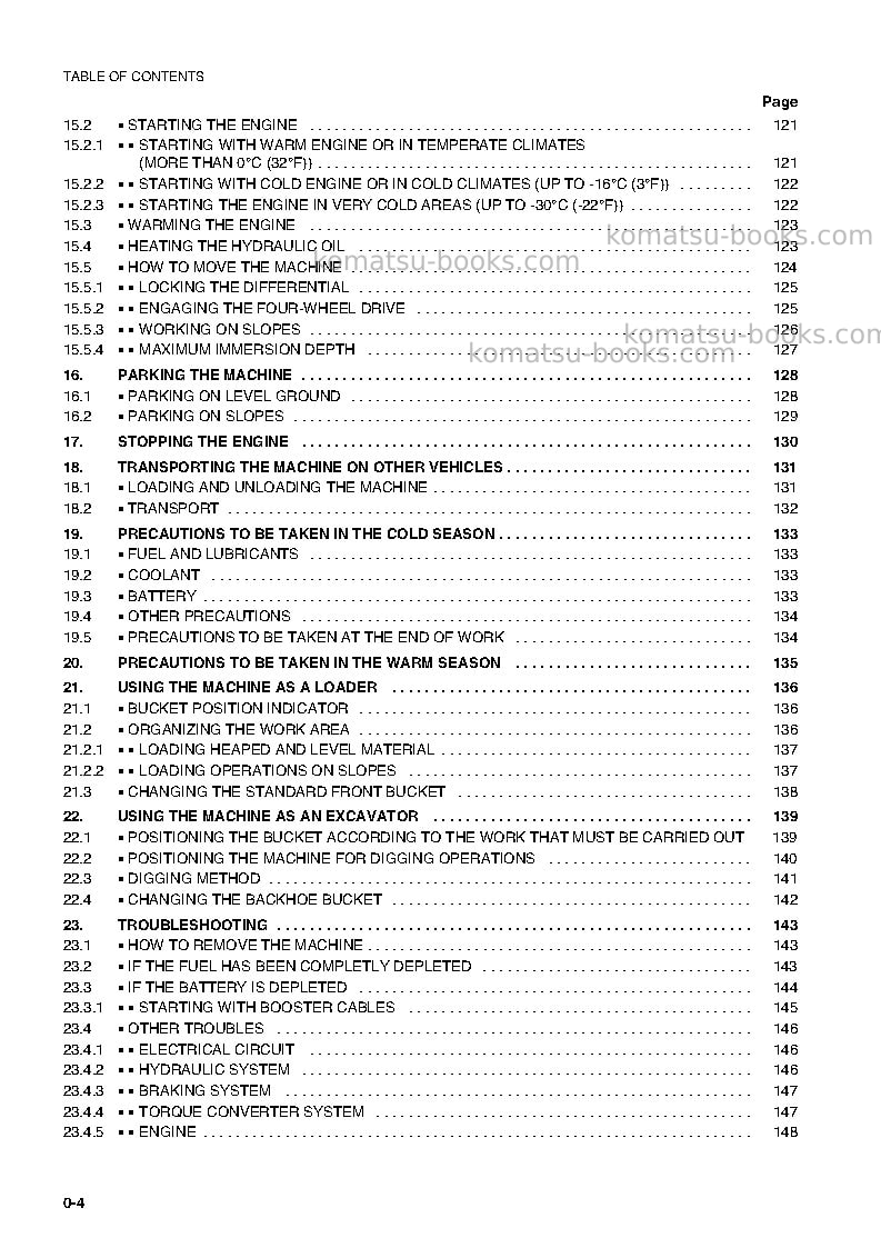 Komatsu wb150ps-2ita Operation manual cover Page 5 Komatsu wb150ps-2ita Operation manual cover Page 5
