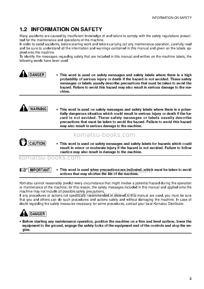Komatsu sk714-5ita-/ Operation manual cover Page 5 Komatsu sk714-5ita-/ Operation manual cover Page 5