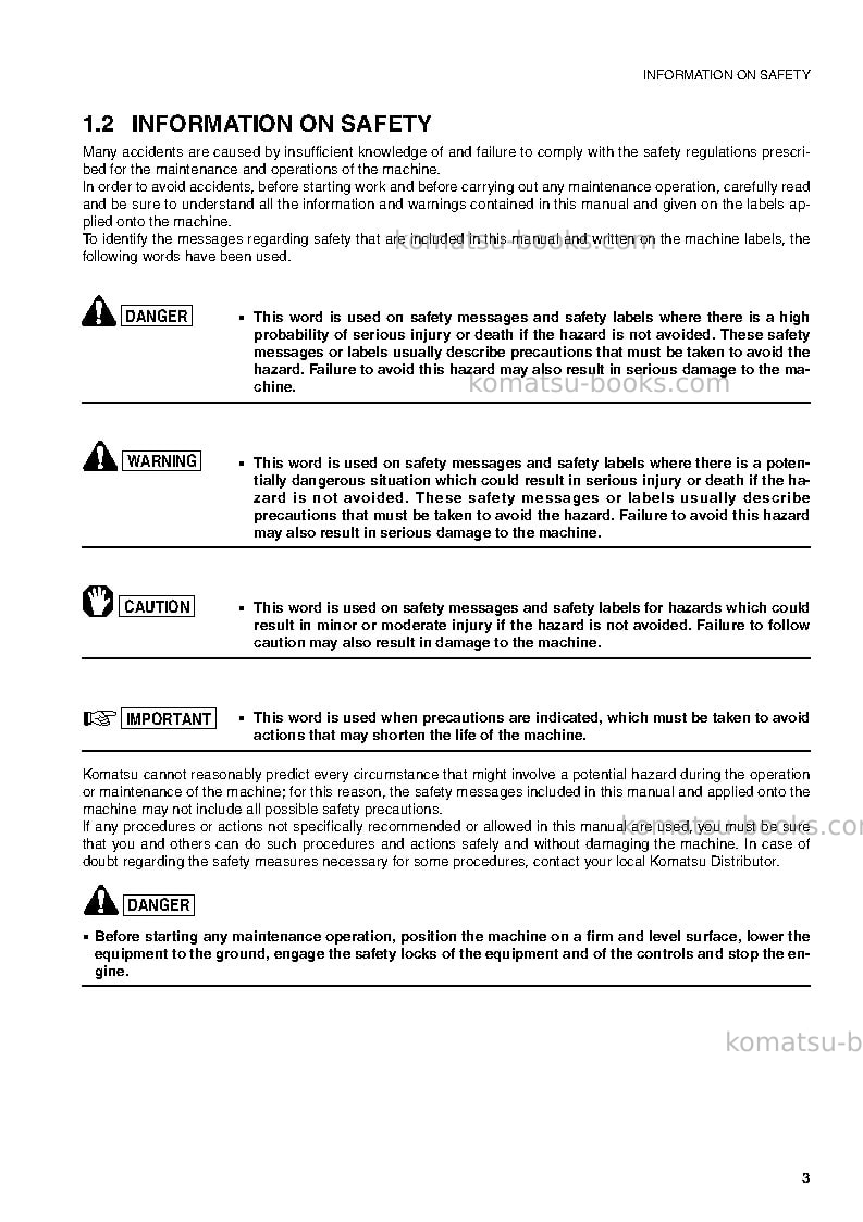 Komatsu sk1020-5ita Operation manual cover Page 5 Komatsu sk1020-5ita Operation manual cover Page 5