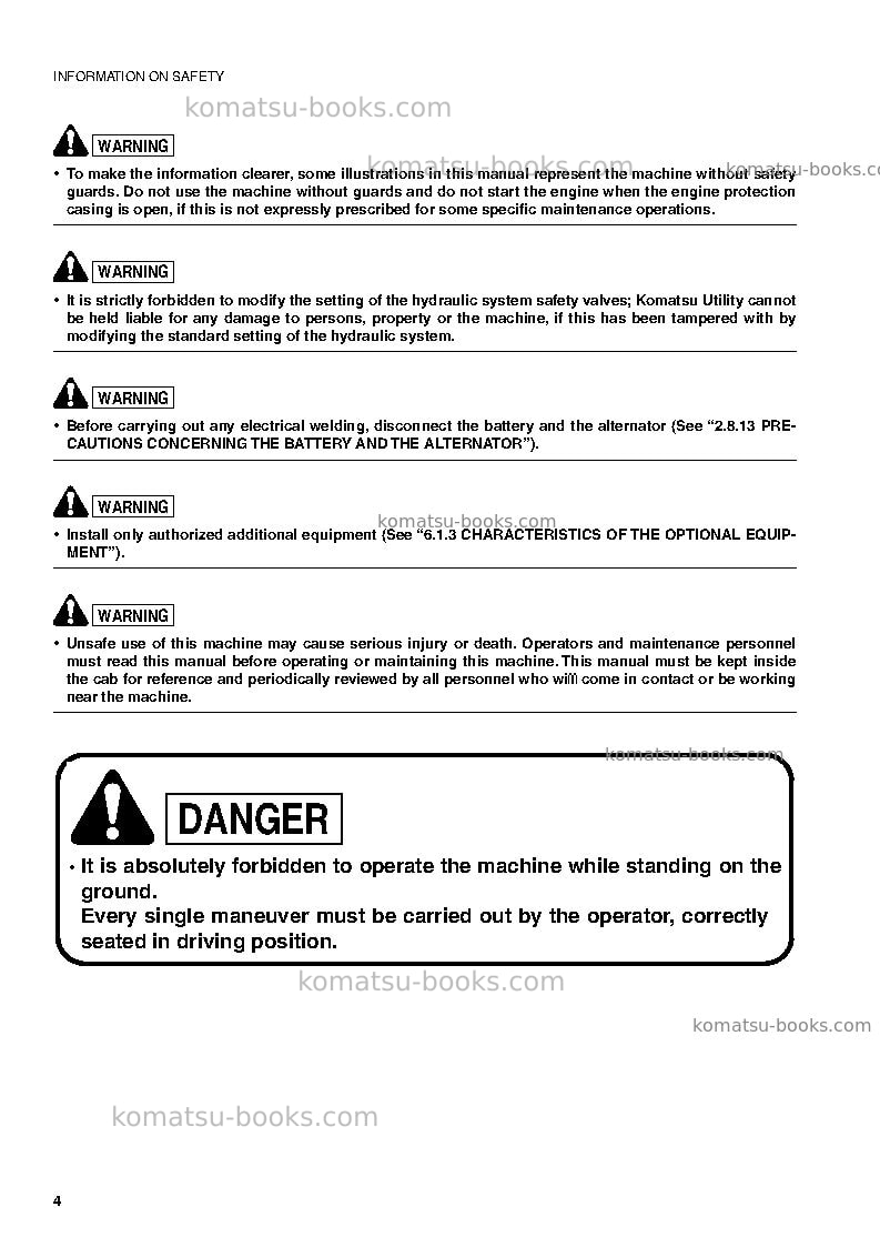 Komatsu sk815-5ita-turbo Operation manual cover Page 5