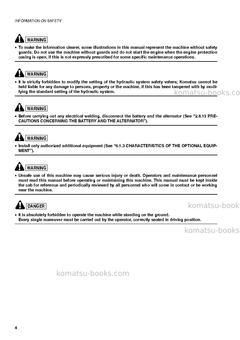 Komatsu sk820-5ita Operation manual cover Page 5 Komatsu sk820-5ita Operation manual cover Page 5