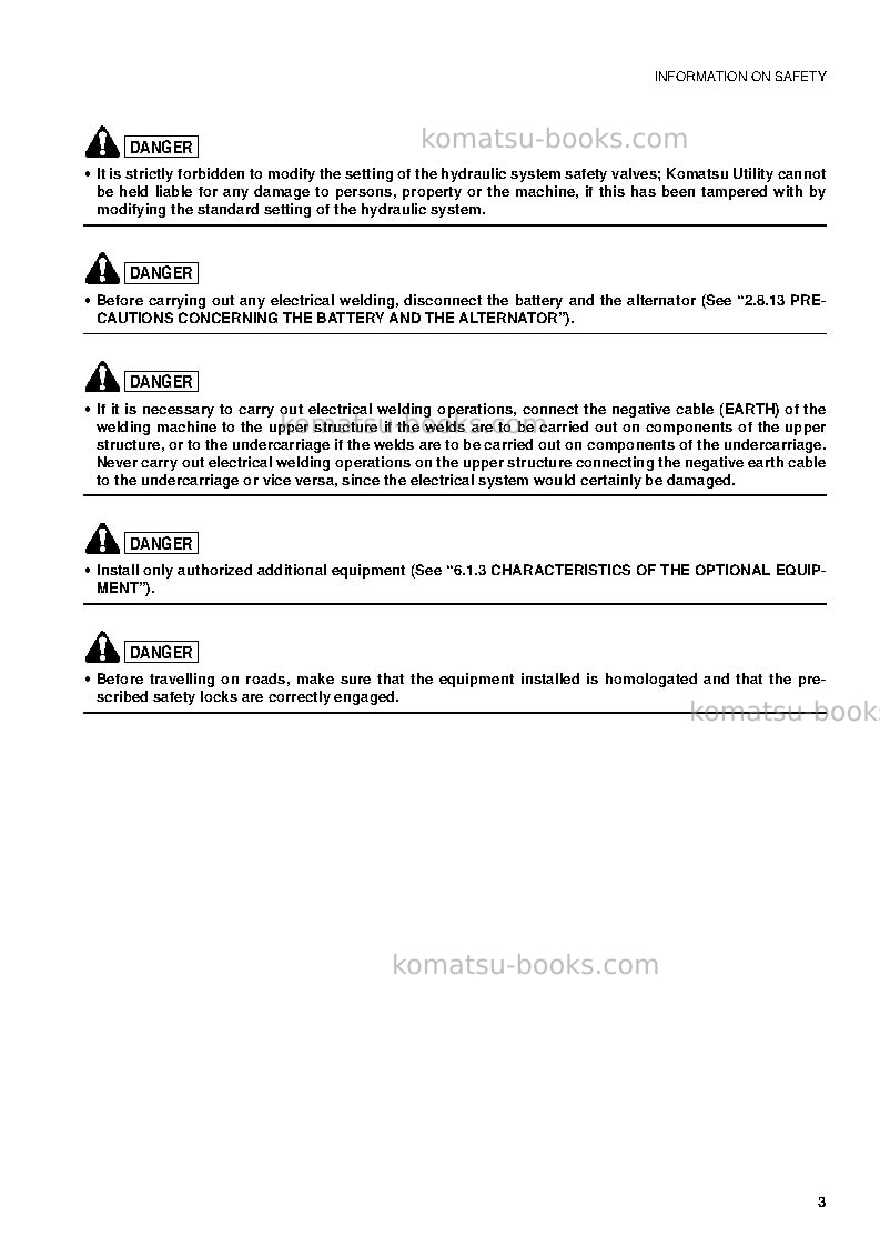 Komatsu pw110r-1ita Operation manual cover Page 5 Komatsu pw110r-1ita Operation manual cover Page 5
