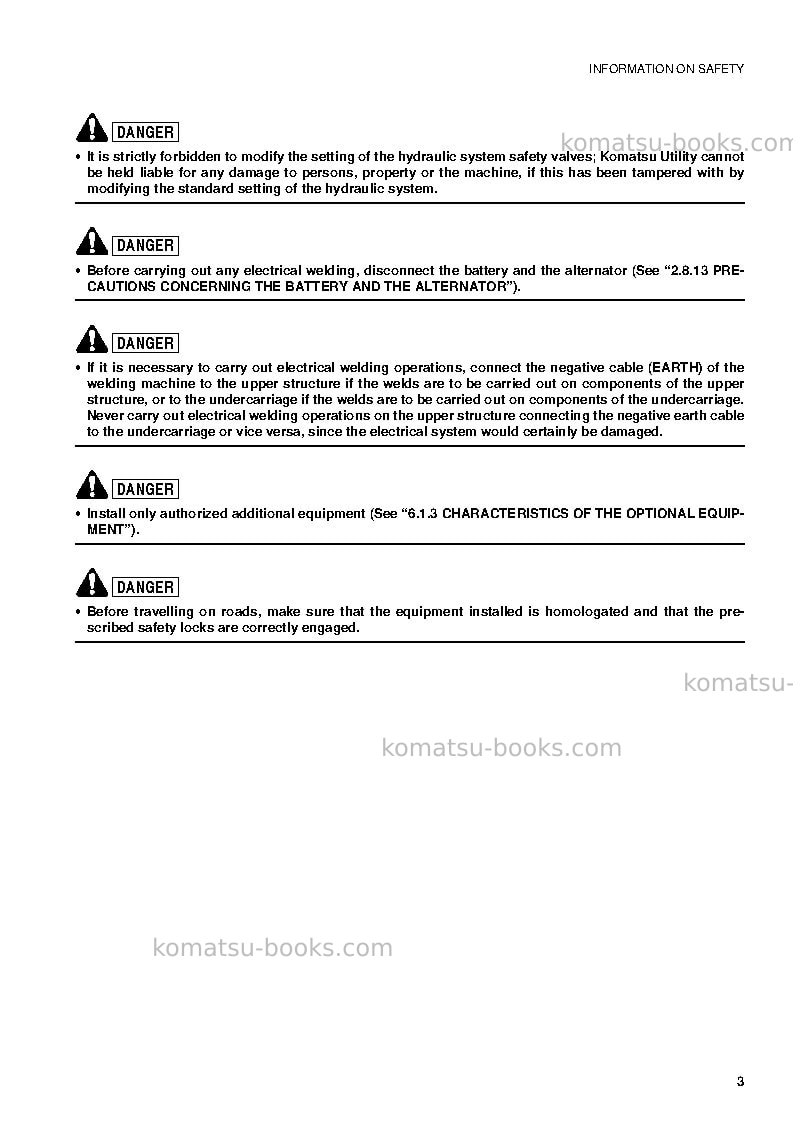 Komatsu pw110r-1ita Operation manual cover Page 5 Komatsu pw110r-1ita Operation manual cover Page 5