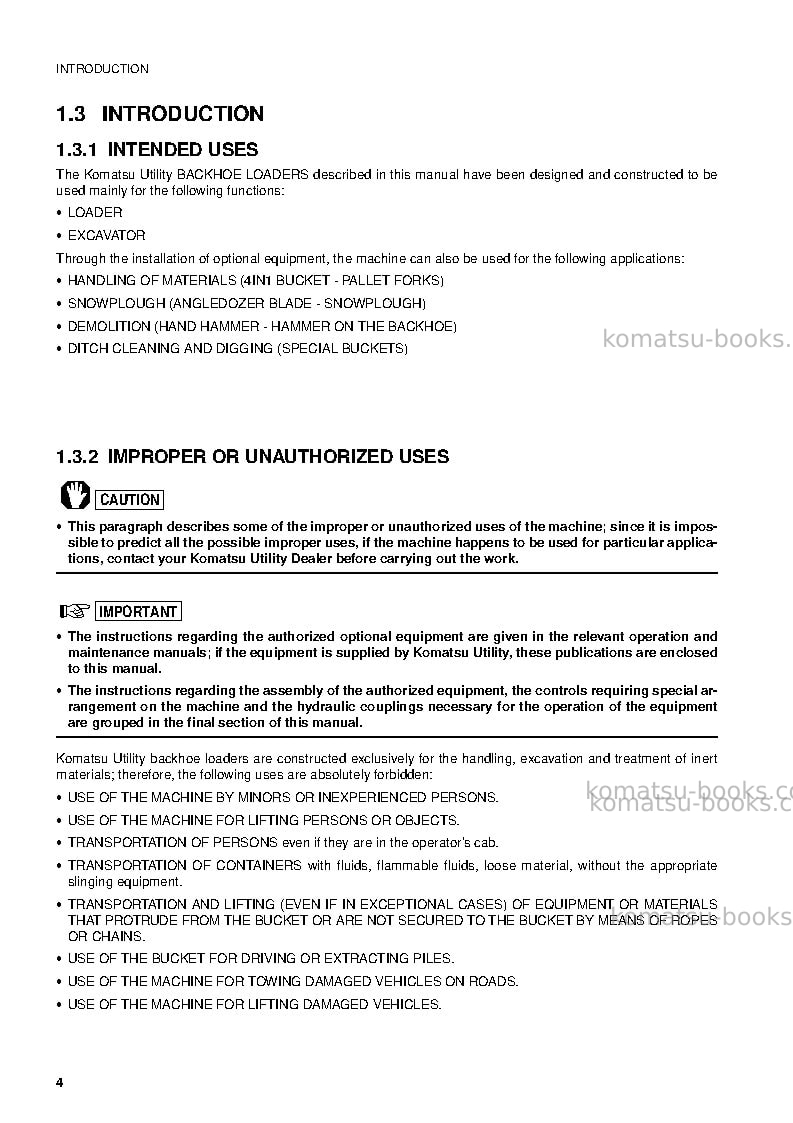 Komatsu wb97r-2ita Operation manual cover Page 5 Komatsu wb97r-2ita Operation manual cover Page 5