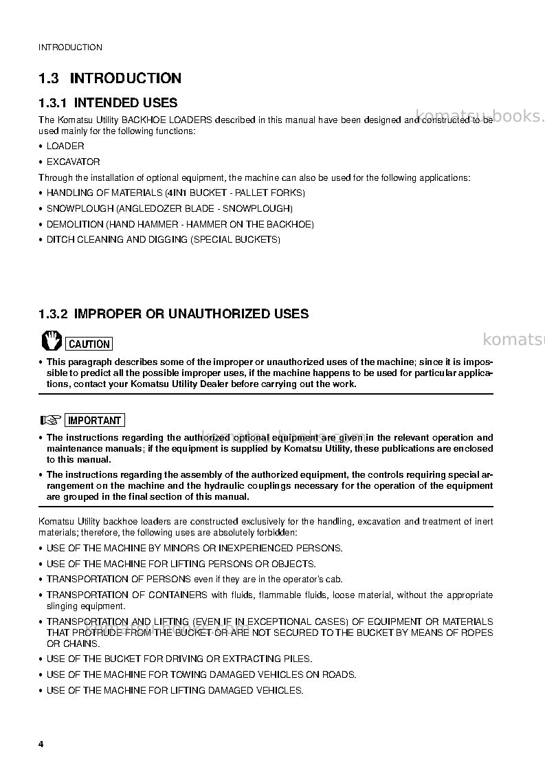 Komatsu wb97s-2ita Operation manual cover Page 5 Komatsu wb97s-2ita Operation manual cover Page 5