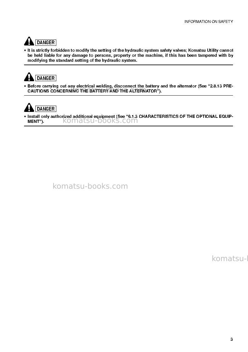 Komatsu pc75r-2ita Operation manual cover Page 5 Komatsu pc75r-2ita Operation manual cover Page 5