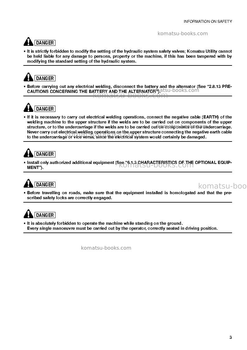 Komatsu pw95r-2ita Operation manual cover Page 5 Komatsu pw95r-2ita Operation manual cover Page 5