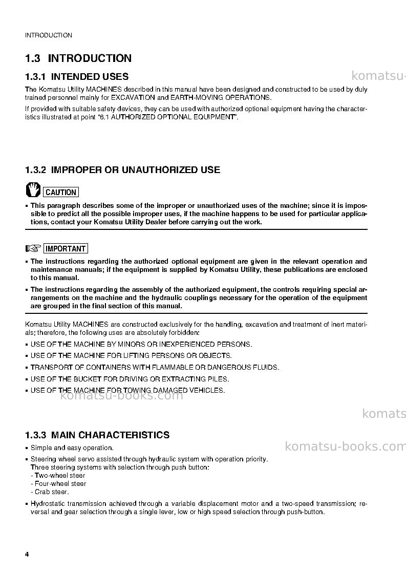 Komatsu pw95r-2ita Operation manual cover Page 5 Komatsu pw95r-2ita Operation manual cover Page 5