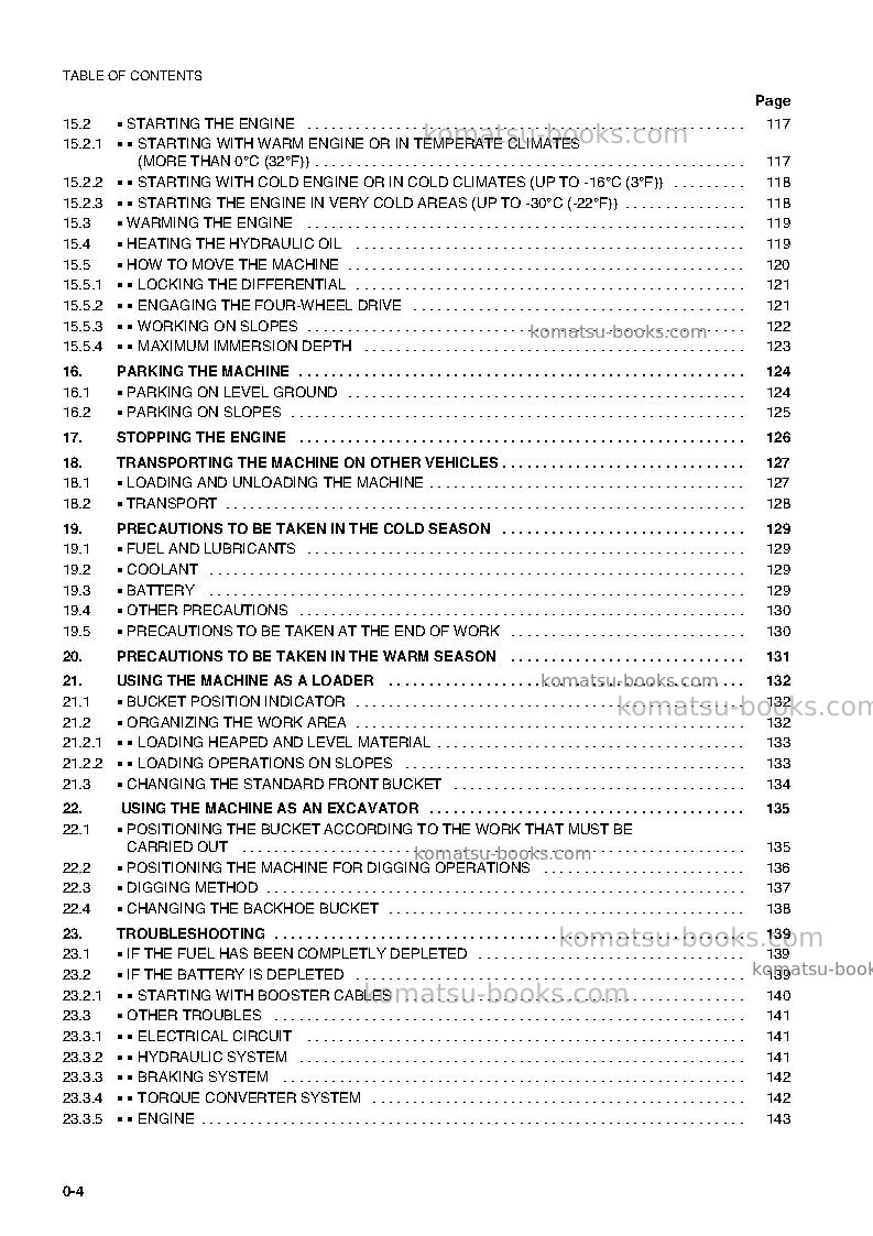 Komatsu wb140ps-2ita Operation manual cover Page 5