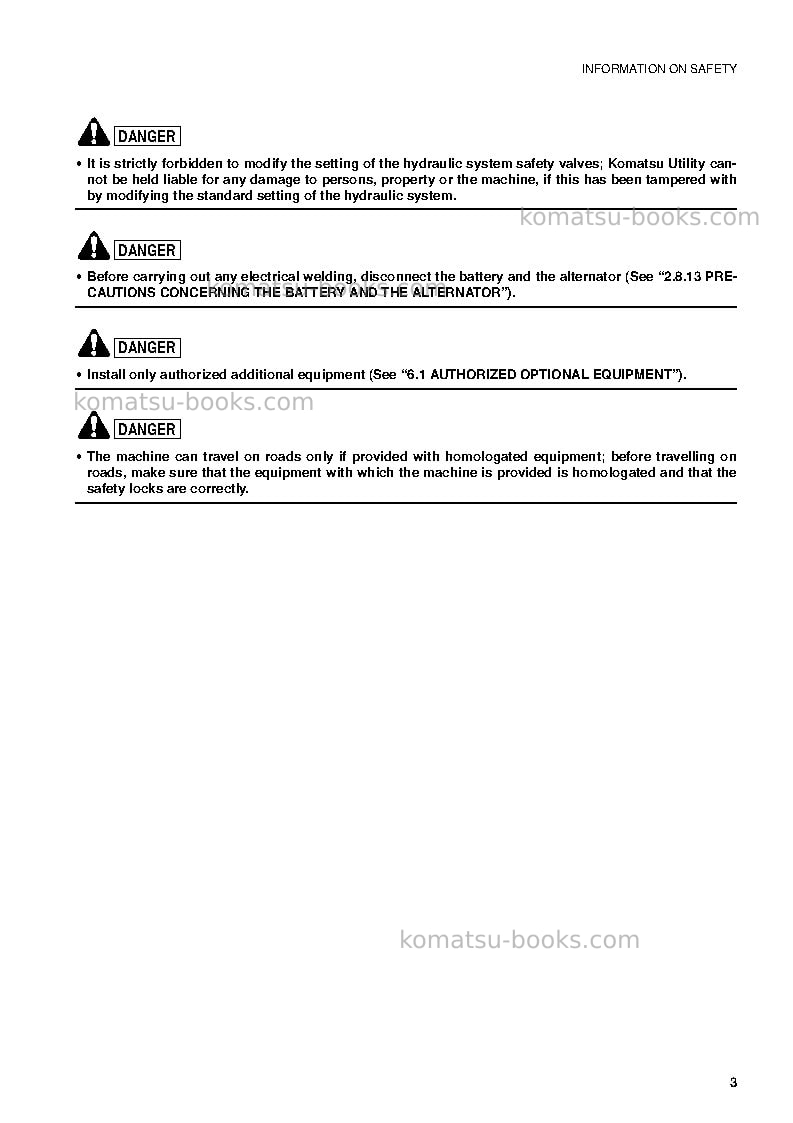 Komatsu wb91r-2ita Operation manual cover Page 5 Komatsu wb91r-2ita Operation manual cover Page 5