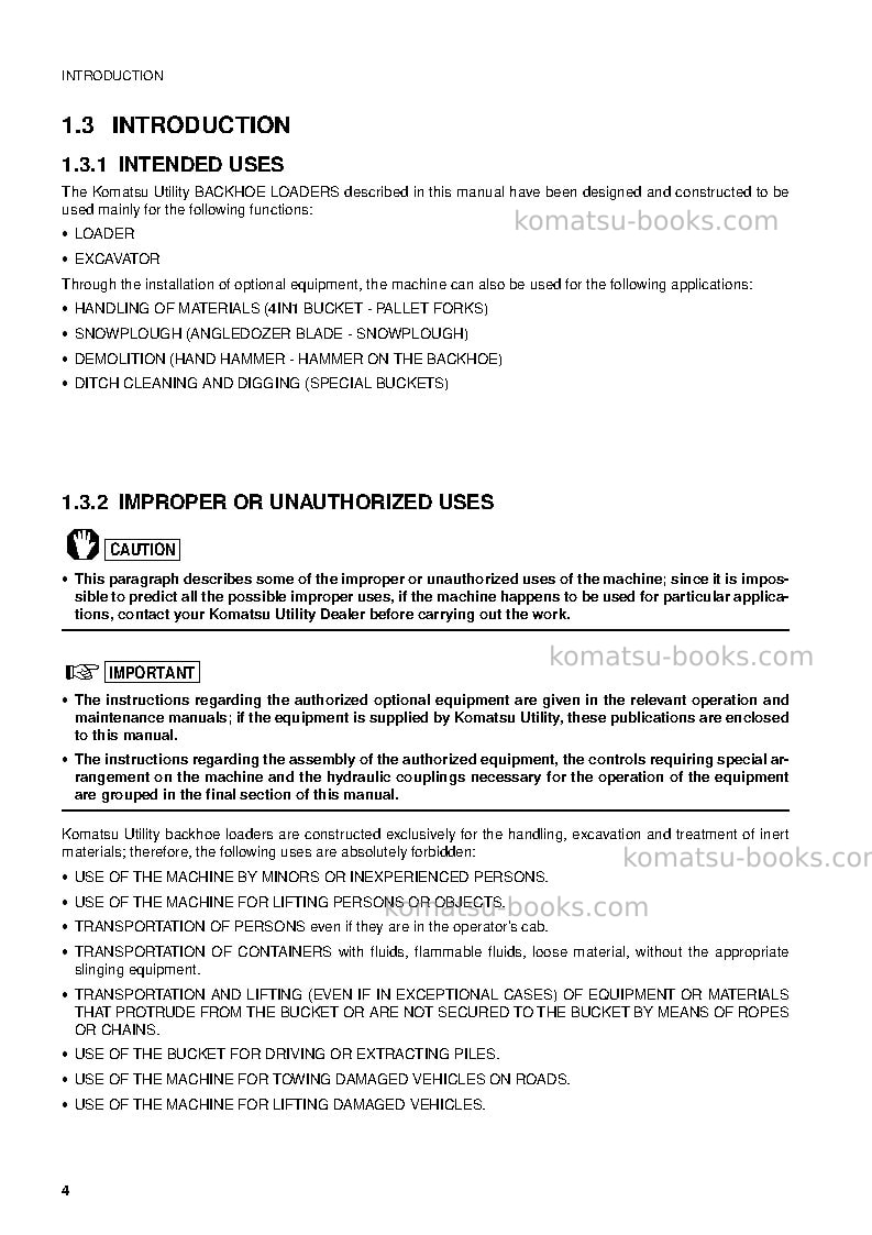 Komatsu wb91r-2ita Operation manual cover Page 5 Komatsu wb91r-2ita Operation manual cover Page 5