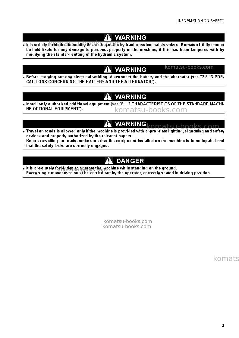 Komatsu sk714-5ita-/ Operation manual cover Page 5