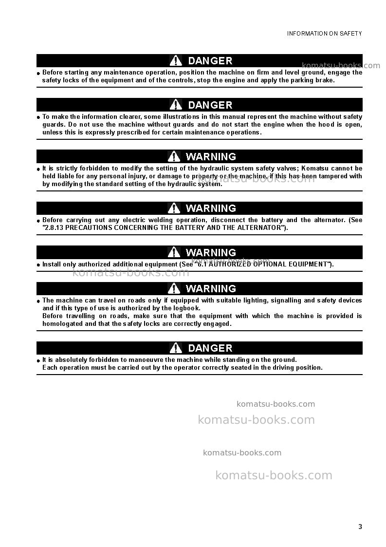 Komatsu wb97r-5ita Operation manual cover Page 5