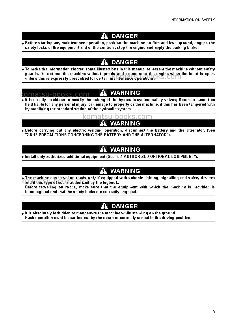 Komatsu wb97r-5ita Operation manual cover Page 5 Komatsu wb97r-5ita Operation manual cover Page 5