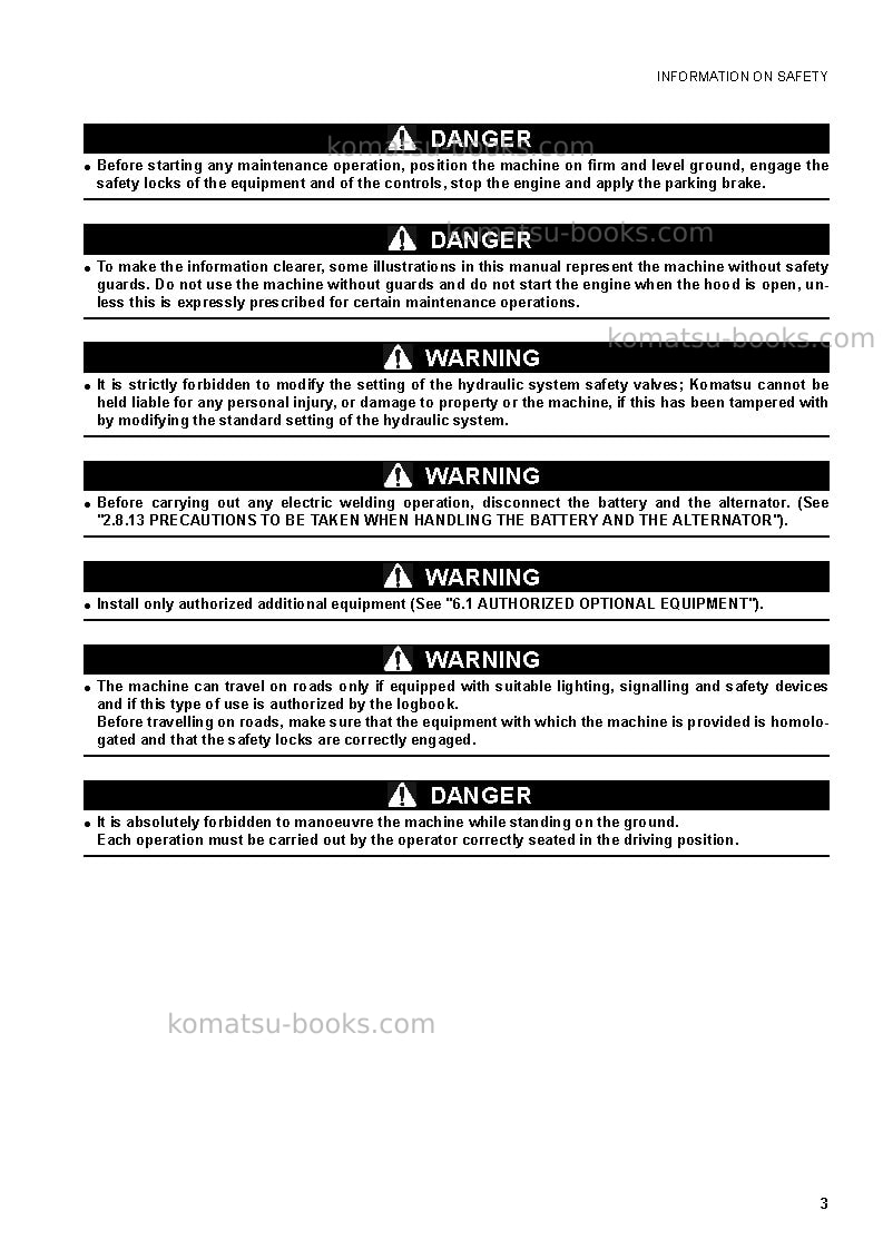Komatsu wb93s-5ita Operation manual cover Page 5 Komatsu wb93s-5ita Operation manual cover Page 5