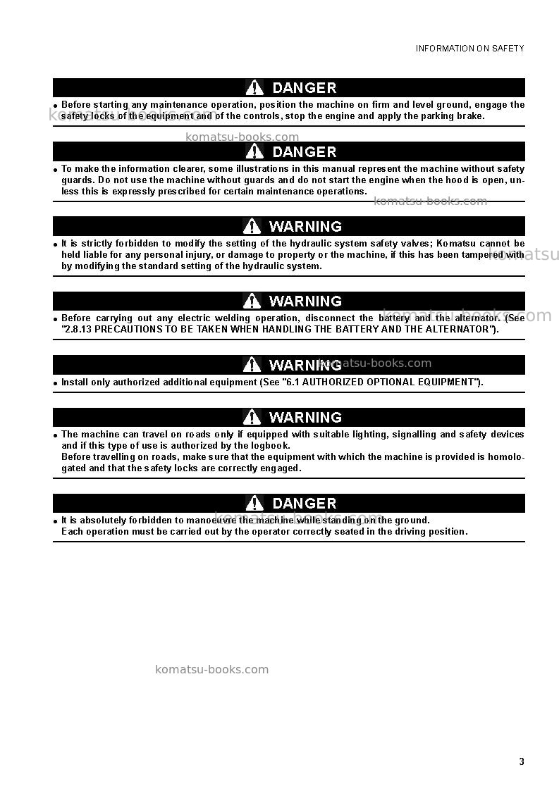 Komatsu wb93s-5ita Operation manual cover Page 5 Komatsu wb93s-5ita Operation manual cover Page 5