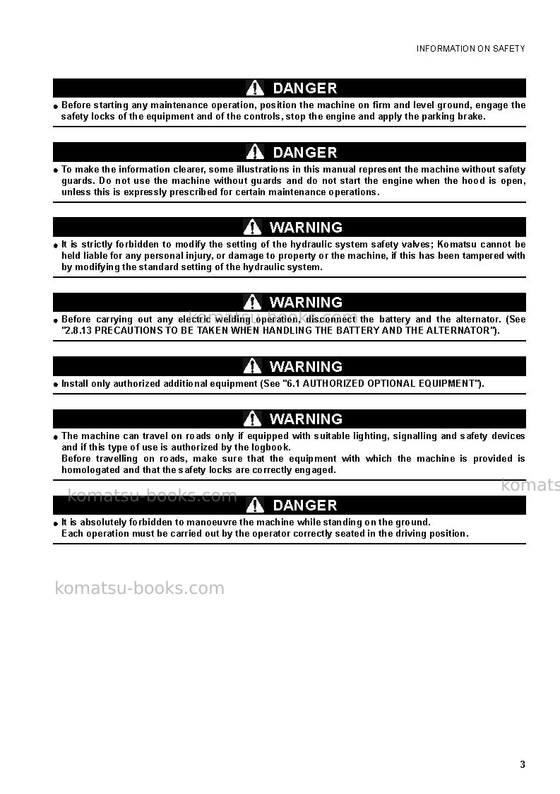 Komatsu wb97s-5ita Operation manual cover Page 5 Komatsu wb97s-5ita Operation manual cover Page 5