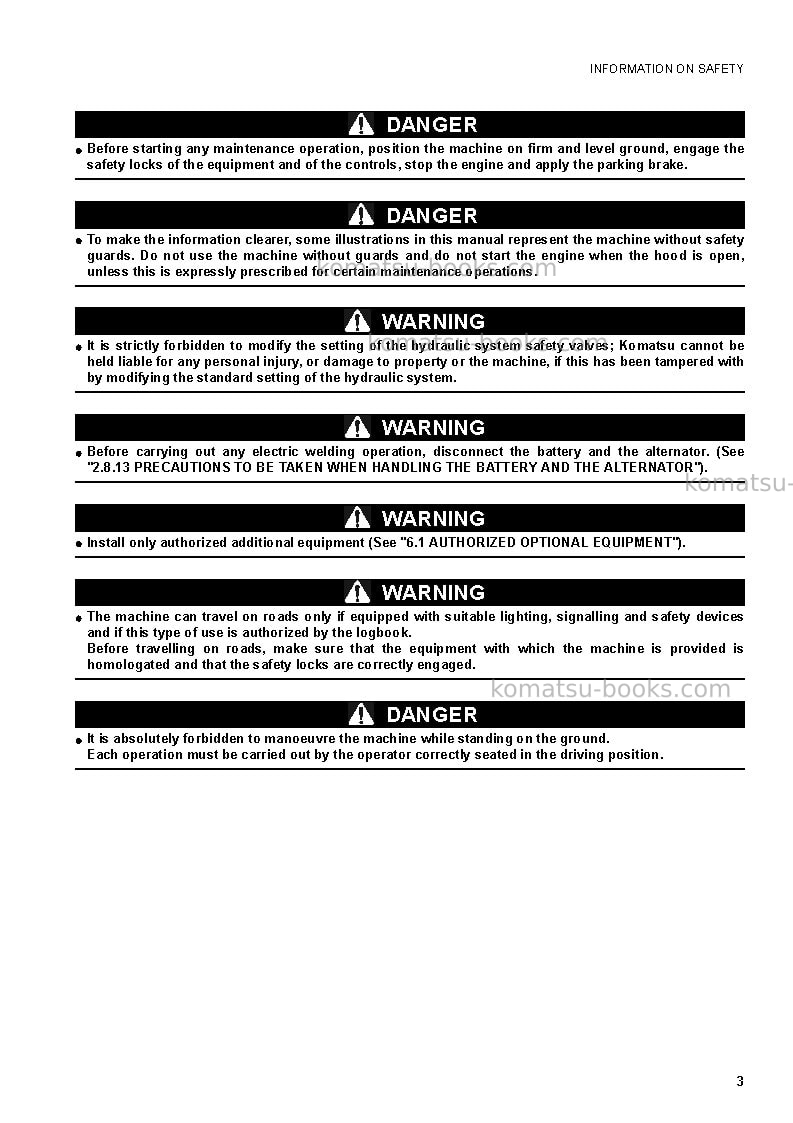 Komatsu wb97s-5ita Operation manual cover Page 5
