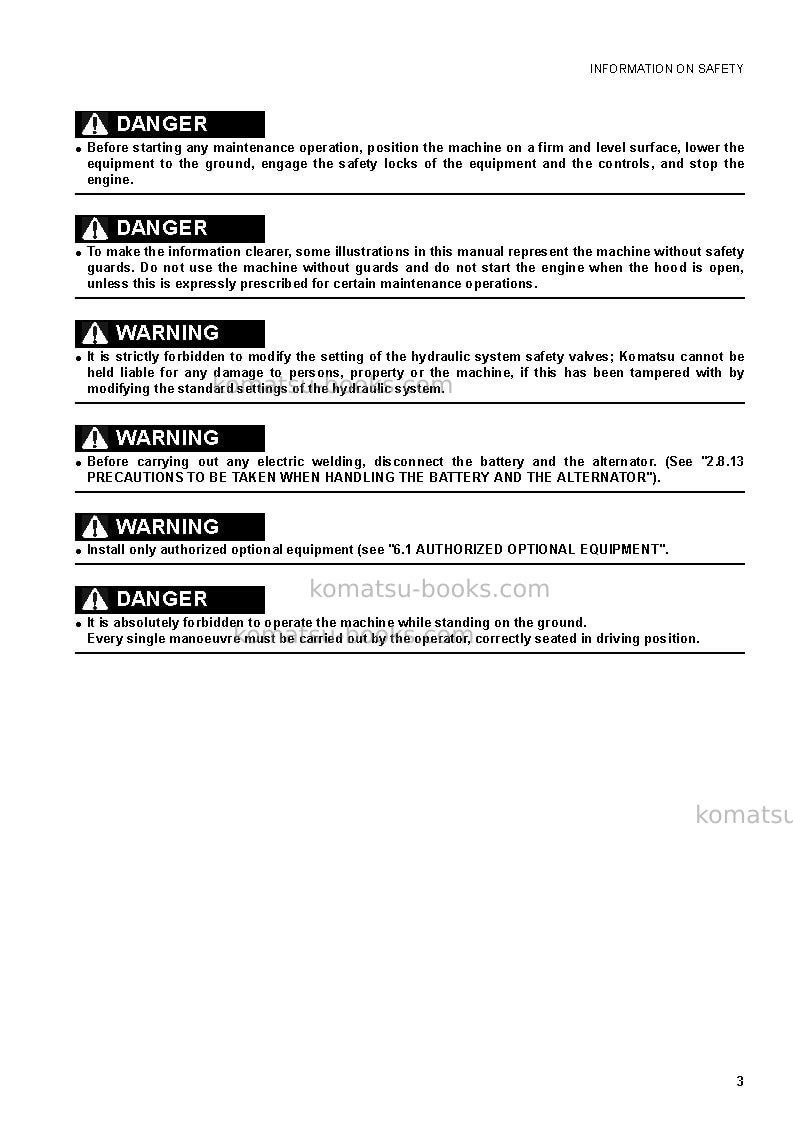 Komatsu pc14r-2ita Operation manual cover Page 5 Komatsu pc14r-2ita Operation manual cover Page 5