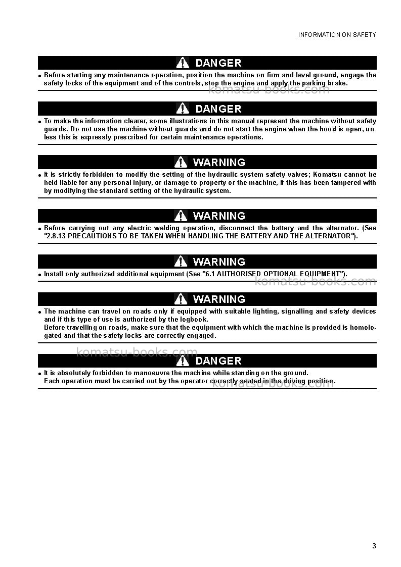 Komatsu wb91r-5ita Operation manual cover Page 5 Komatsu wb91r-5ita Operation manual cover Page 5