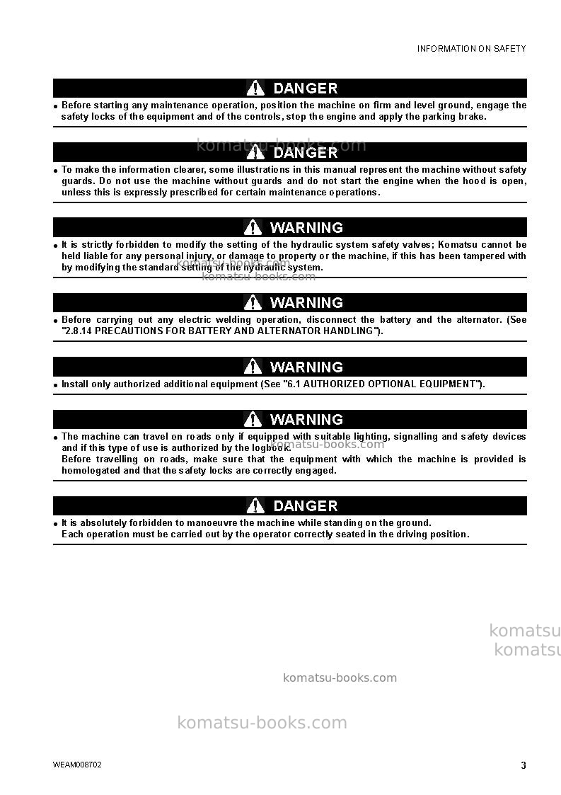 Komatsu wb93r-5ita-tier 3 Operation manual cover Page 5