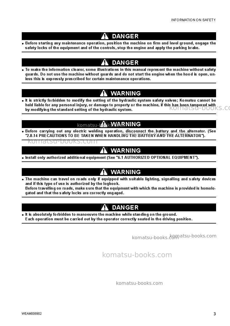 Komatsu wb93s-5ita-tier 3 Operation manual cover Page 5