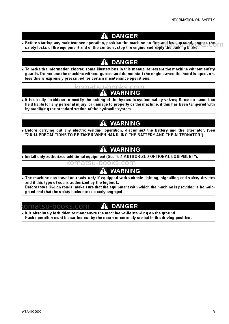 Komatsu wb97s-5ita-tier 3 Operation manual cover Page 5 Komatsu wb97s-5ita-tier 3 Operation manual cover Page 5