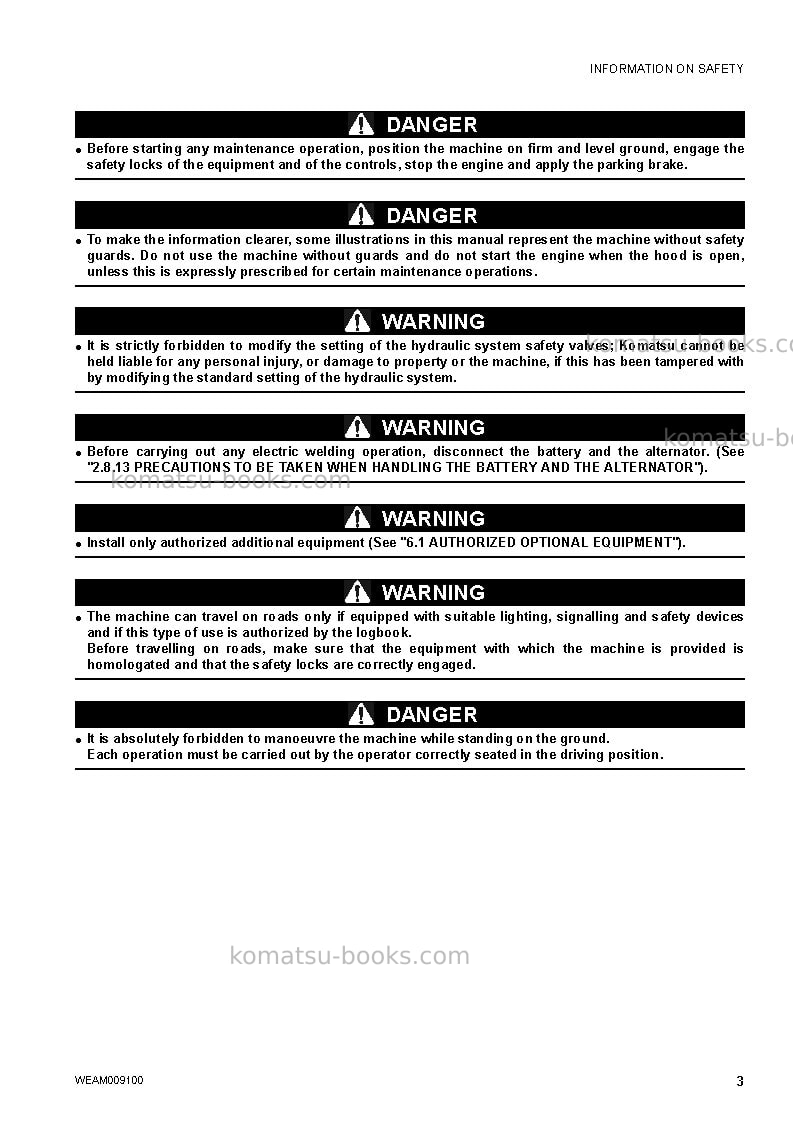 Komatsu wb91r-5ita-tier 3 Operation manual cover Page 5 Komatsu wb91r-5ita-tier 3 Operation manual cover Page 5