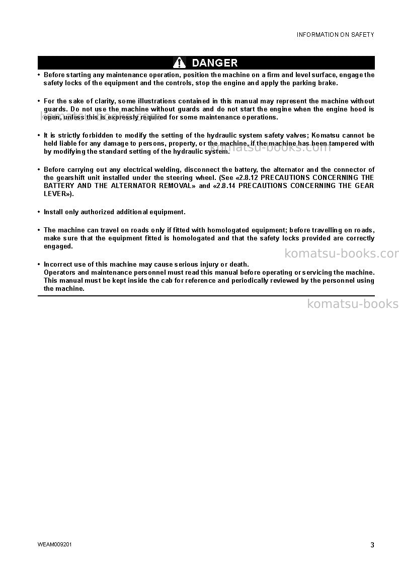 Komatsu wh609-1ita-tier 3 Operation manual cover Page 5 Komatsu wh609-1ita-tier 3 Operation manual cover Page 5