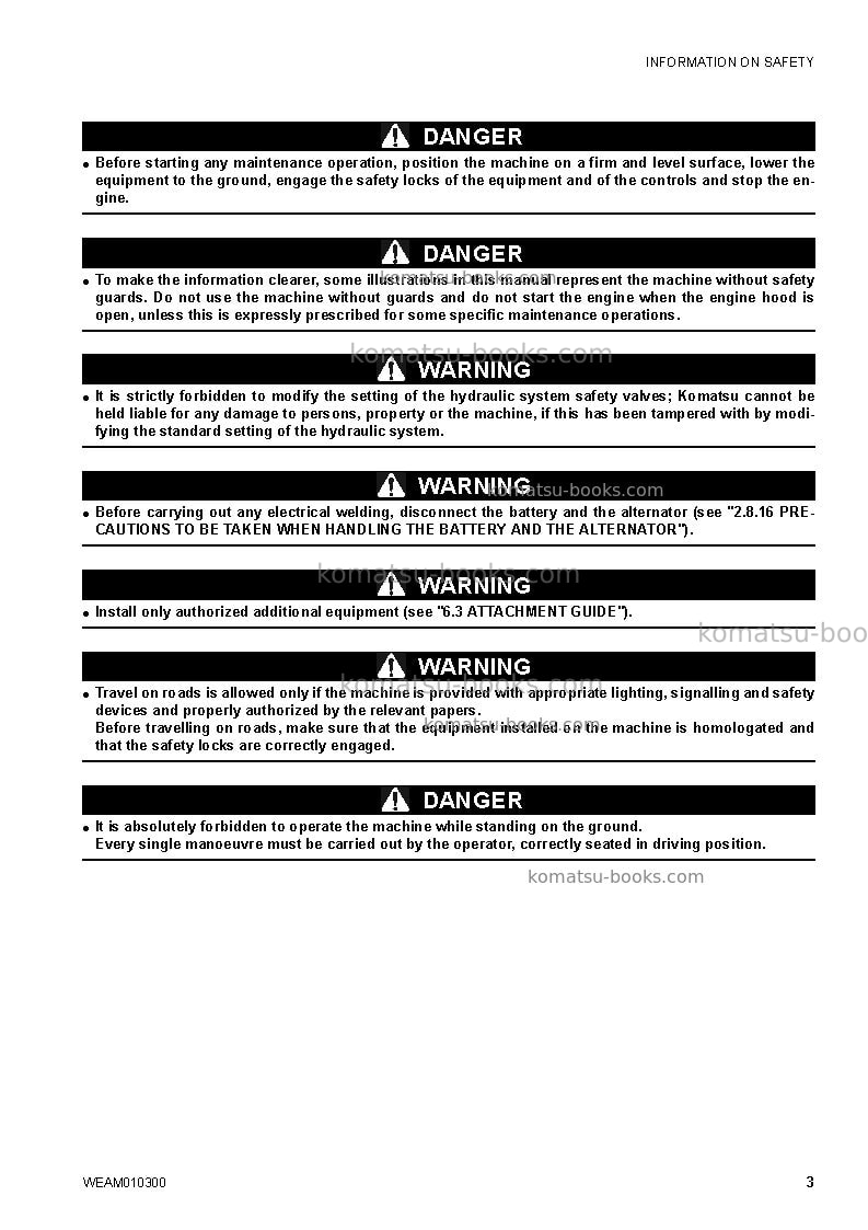 Komatsu sk714-5ita-/ Operation manual cover Page 5
