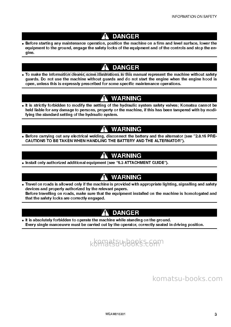 Komatsu sk714-5ita-/ Operation manual cover Page 5