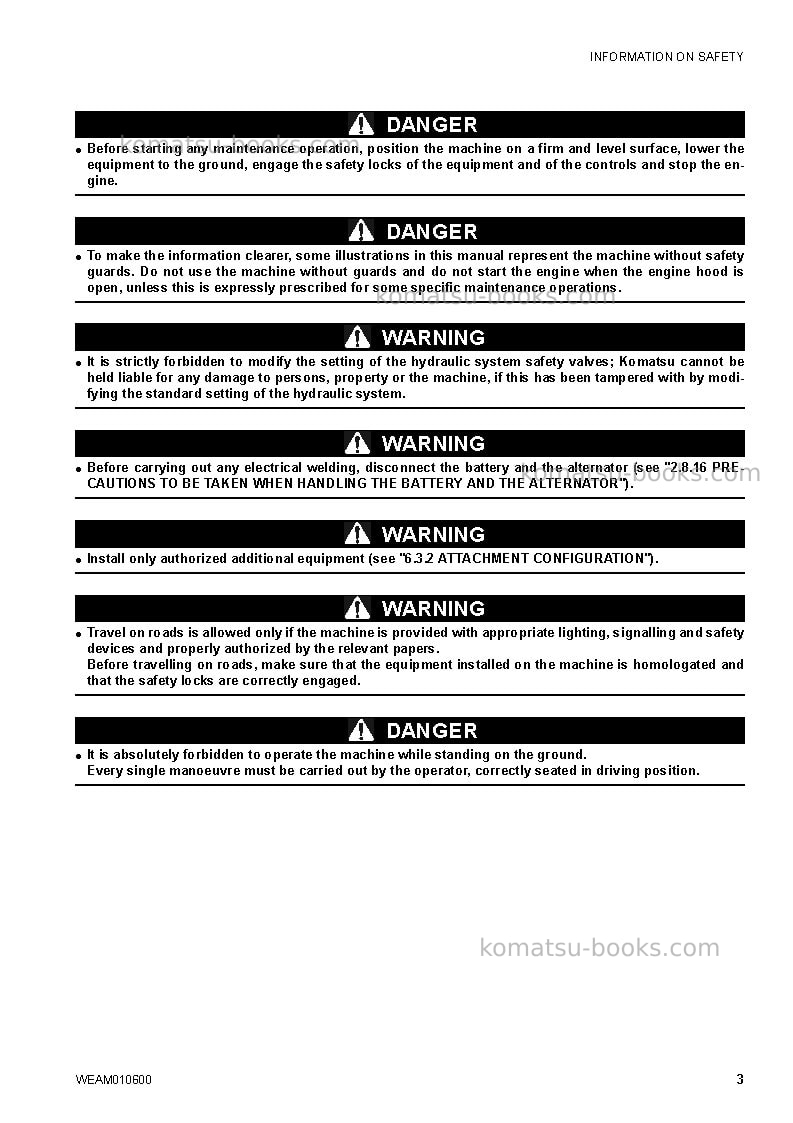 Komatsu sk818-5ita Operation manual cover Page 5 Komatsu sk818-5ita Operation manual cover Page 5