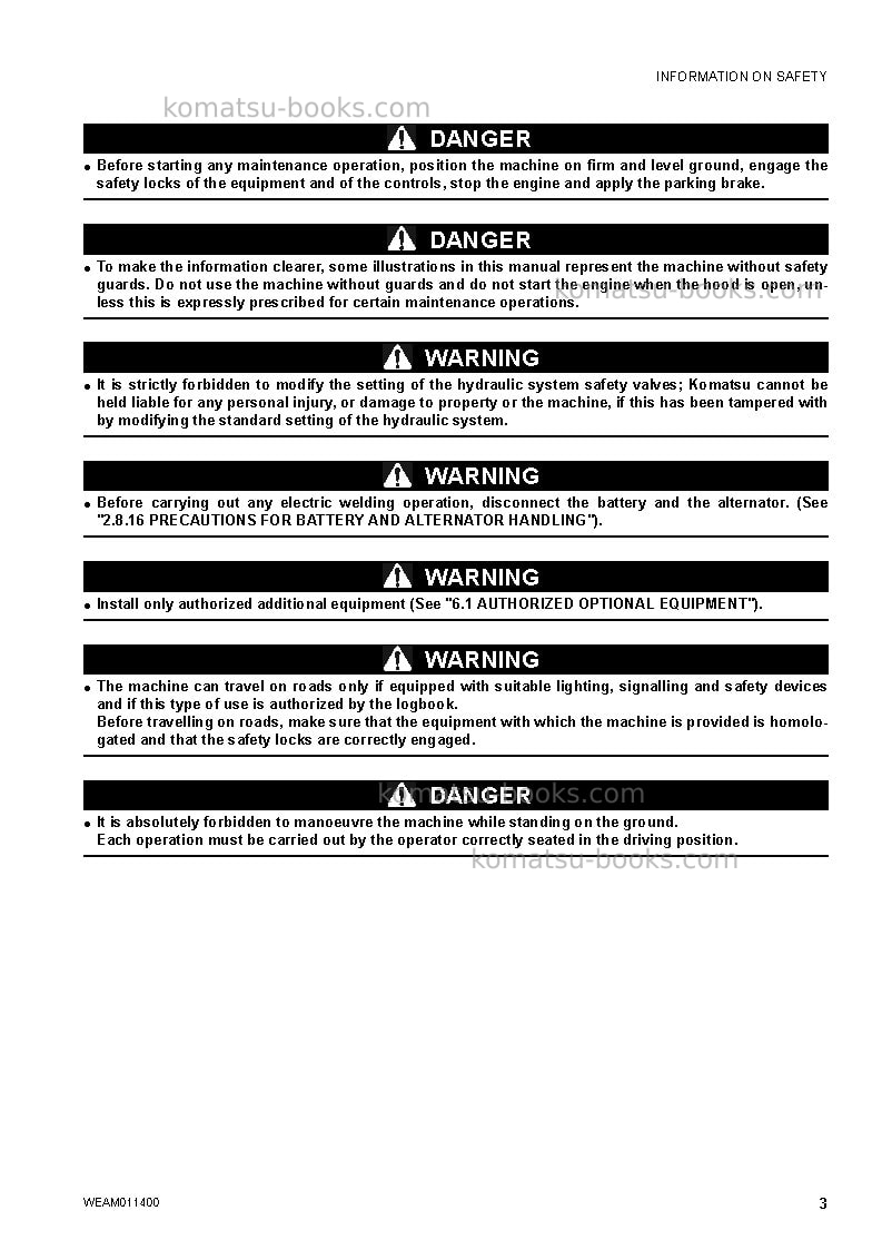 Komatsu wb93r-5ita-tier 3 Operation manual cover Page 5 Komatsu wb93r-5ita-tier 3 Operation manual cover Page 5