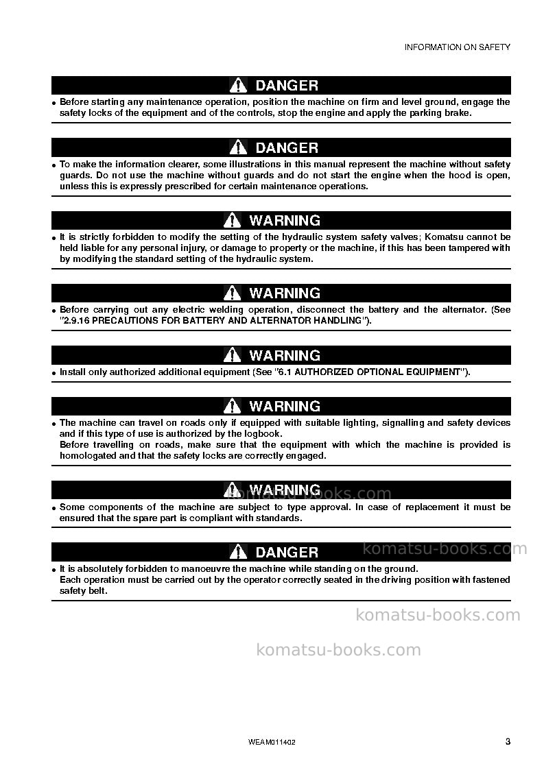 Komatsu wb93r-5ita-tier 3 Operation manual cover Page 5