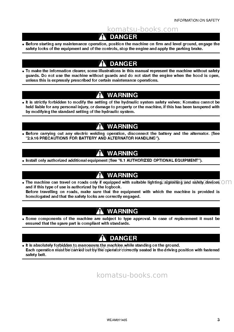 Komatsu wb93r-5ita-tier 3 Operation manual cover Page 5