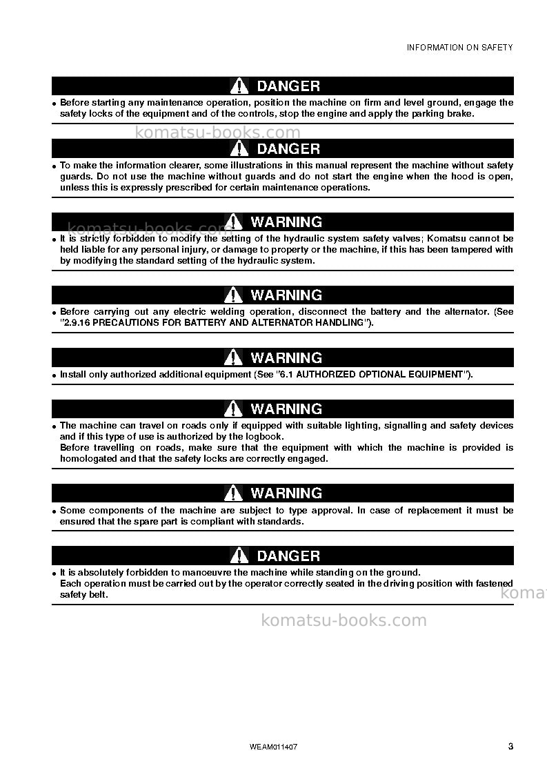 Komatsu wb93r-5ita-tier 3 Operation manual cover Page 5 Komatsu wb93r-5ita-tier 3 Operation manual cover Page 5