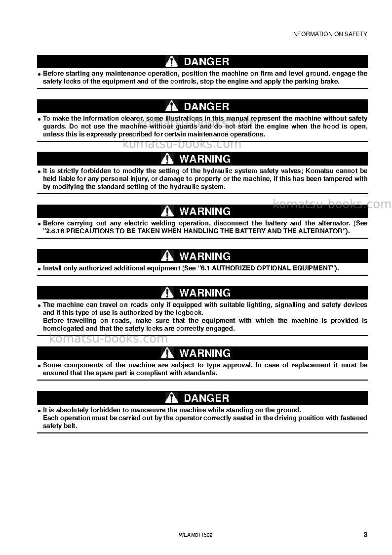 Komatsu wb97r-5ita-tier 3 Operation manual cover Page 5 Komatsu wb97r-5ita-tier 3 Operation manual cover Page 5