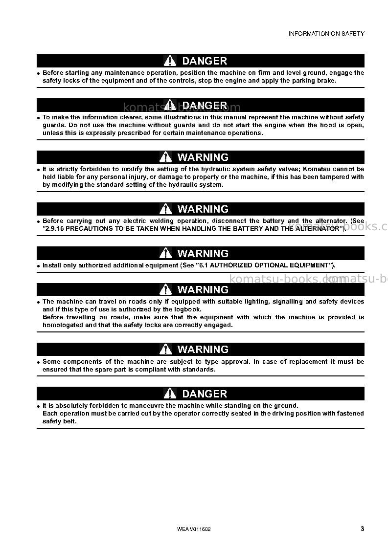 Komatsu wb93s-5ita-tier 3 Operation manual cover Page 5