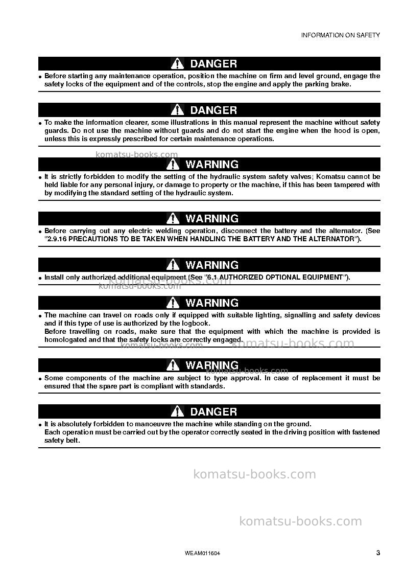 Komatsu wb93s-5ita-tier 3 Operation manual cover Page 5