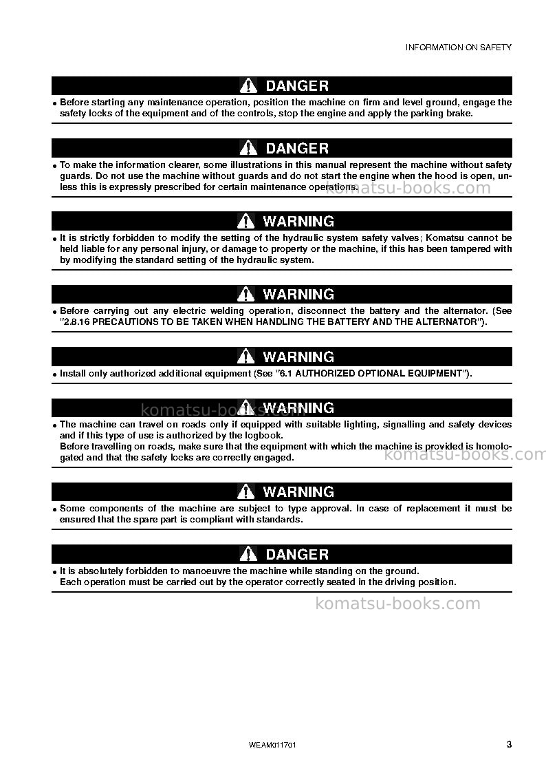 Komatsu wb97s-5ita-tier 3 Operation manual cover Page 5 Komatsu wb97s-5ita-tier 3 Operation manual cover Page 5