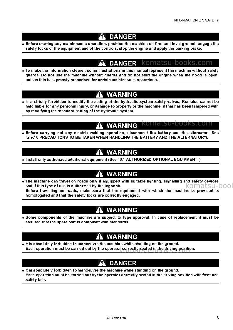 Komatsu wb97s-5ita-tier 3 Operation manual cover Page 5