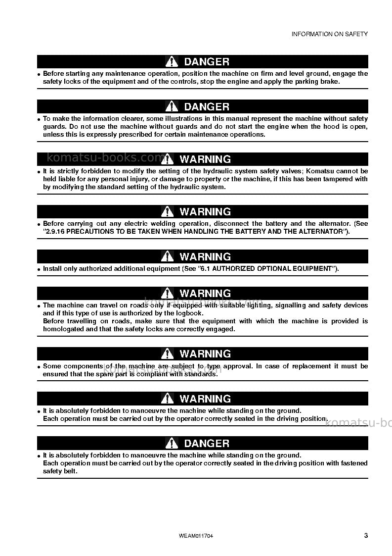 Komatsu wb97s-5ita-tier 3 Operation manual cover Page 5 Komatsu wb97s-5ita-tier 3 Operation manual cover Page 5