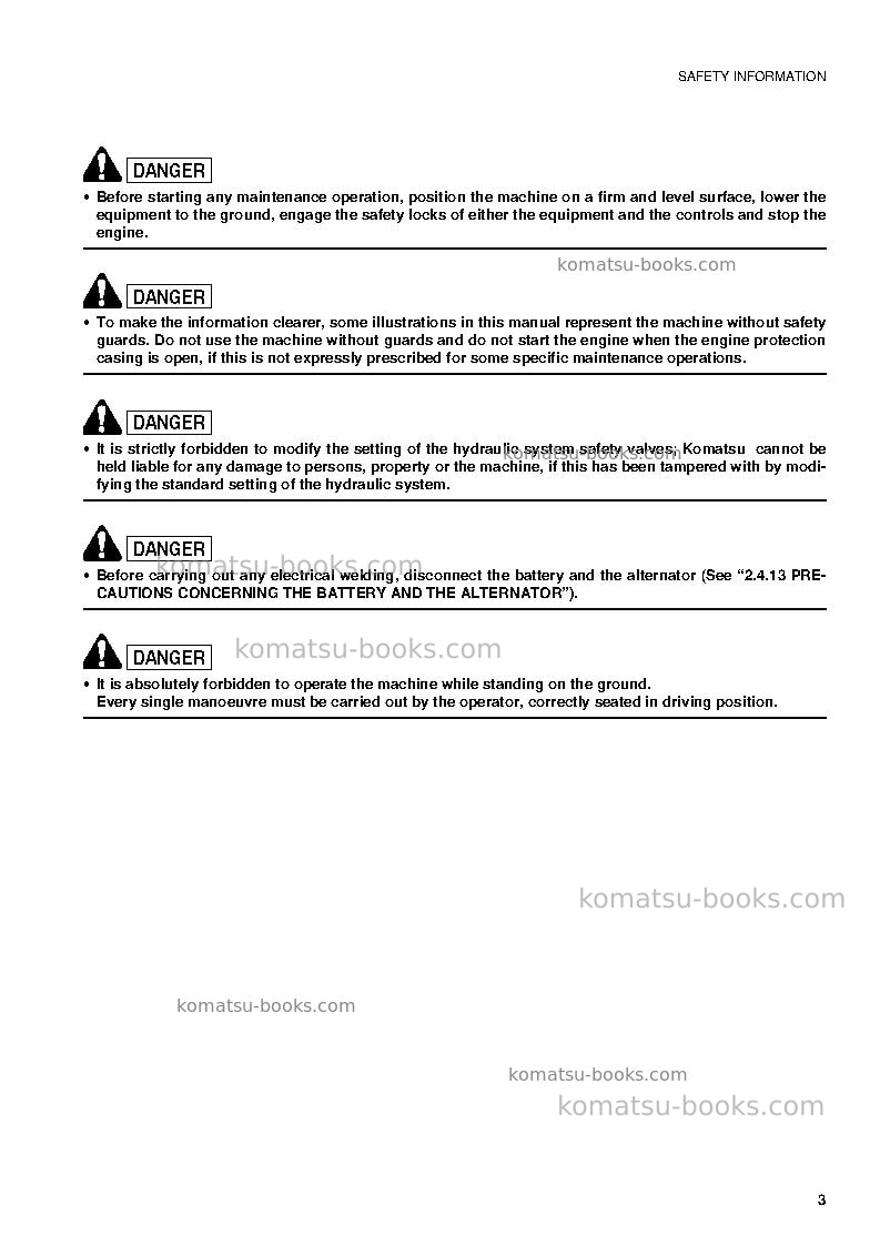 Komatsu pc09-1ita Operation manual cover Page 5 Komatsu pc09-1ita Operation manual cover Page 5