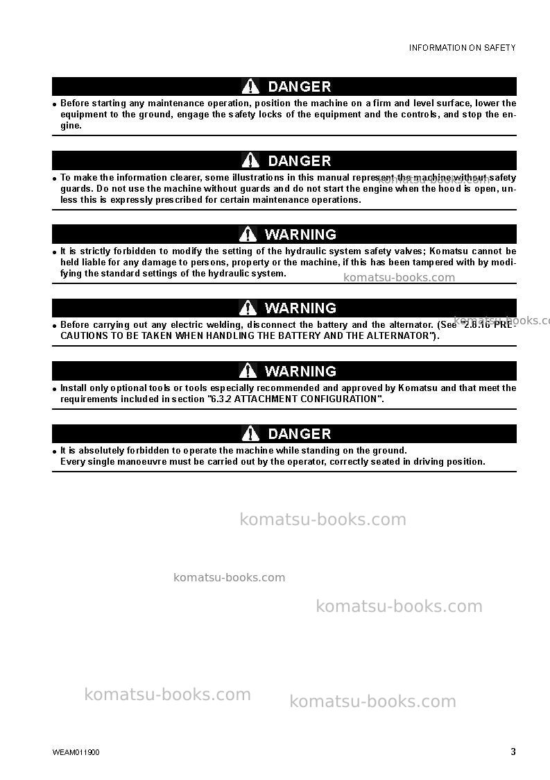 Komatsu pc30mr-3jpn-for cab Operation manual cover Page 5 Komatsu pc30mr-3jpn-for cab Operation manual cover Page 5