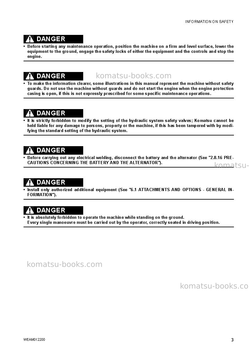 Komatsu pc50mr-2ita Operation manual cover Page 5 Komatsu pc50mr-2ita Operation manual cover Page 5