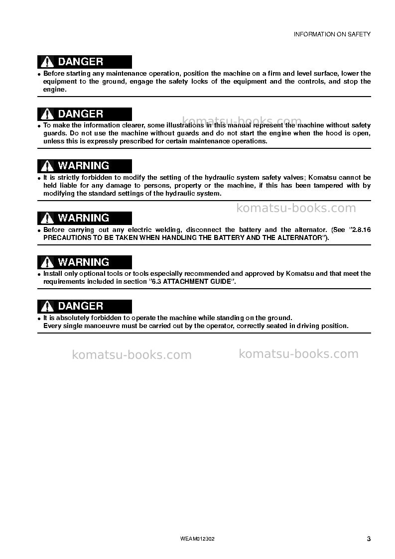 Komatsu pc14r-3ita Operation manual cover Page 5