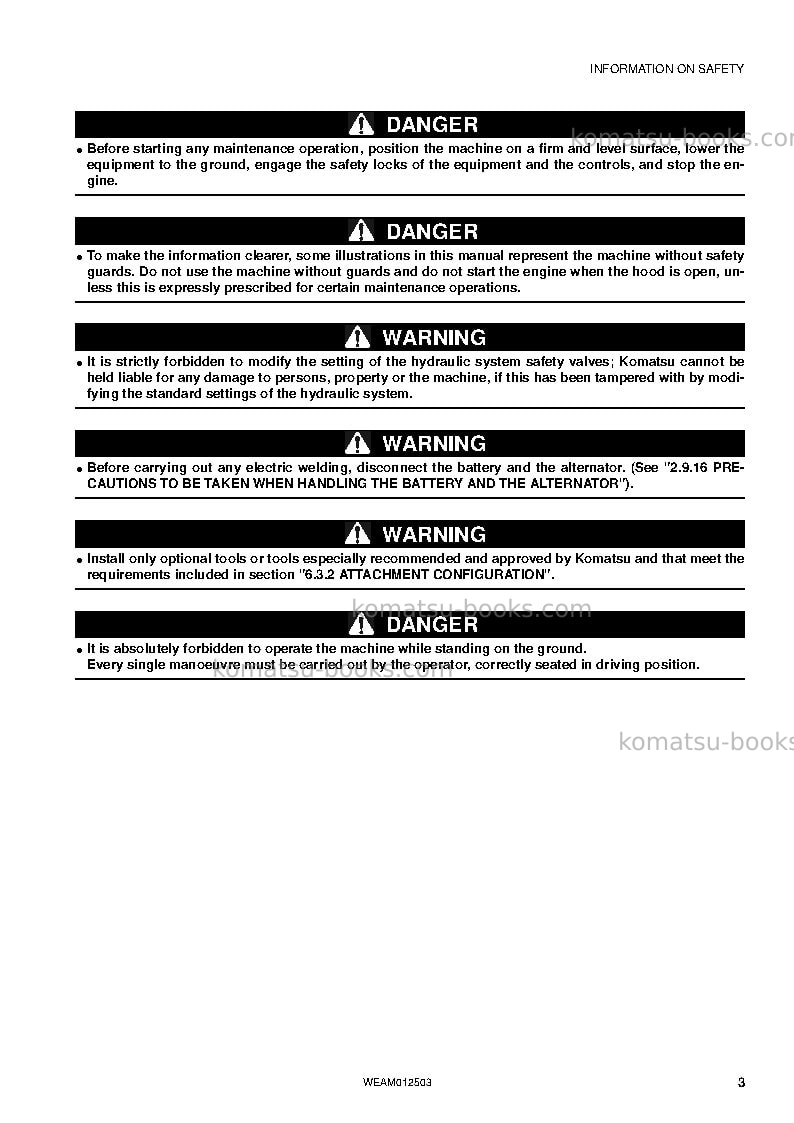 Komatsu pc26mr-3ita Operation manual cover Page 5 Komatsu pc26mr-3ita Operation manual cover Page 5