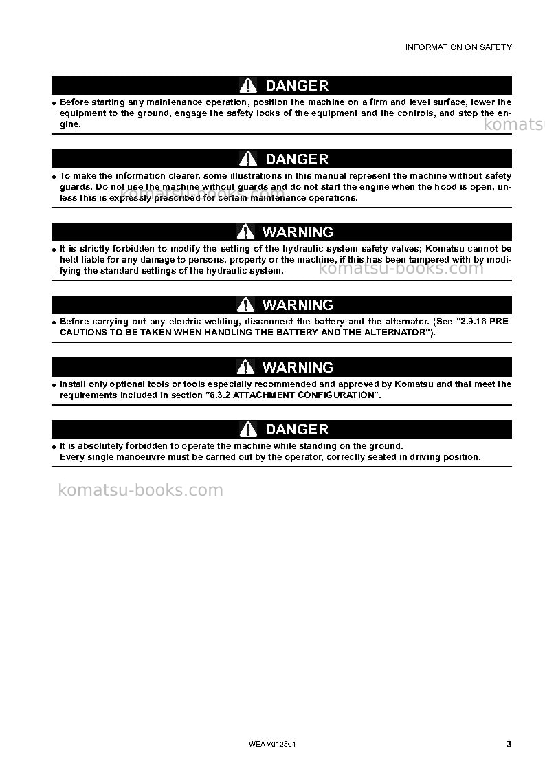 Komatsu pc26mr-3ita Operation manual cover Page 5 Komatsu pc26mr-3ita Operation manual cover Page 5