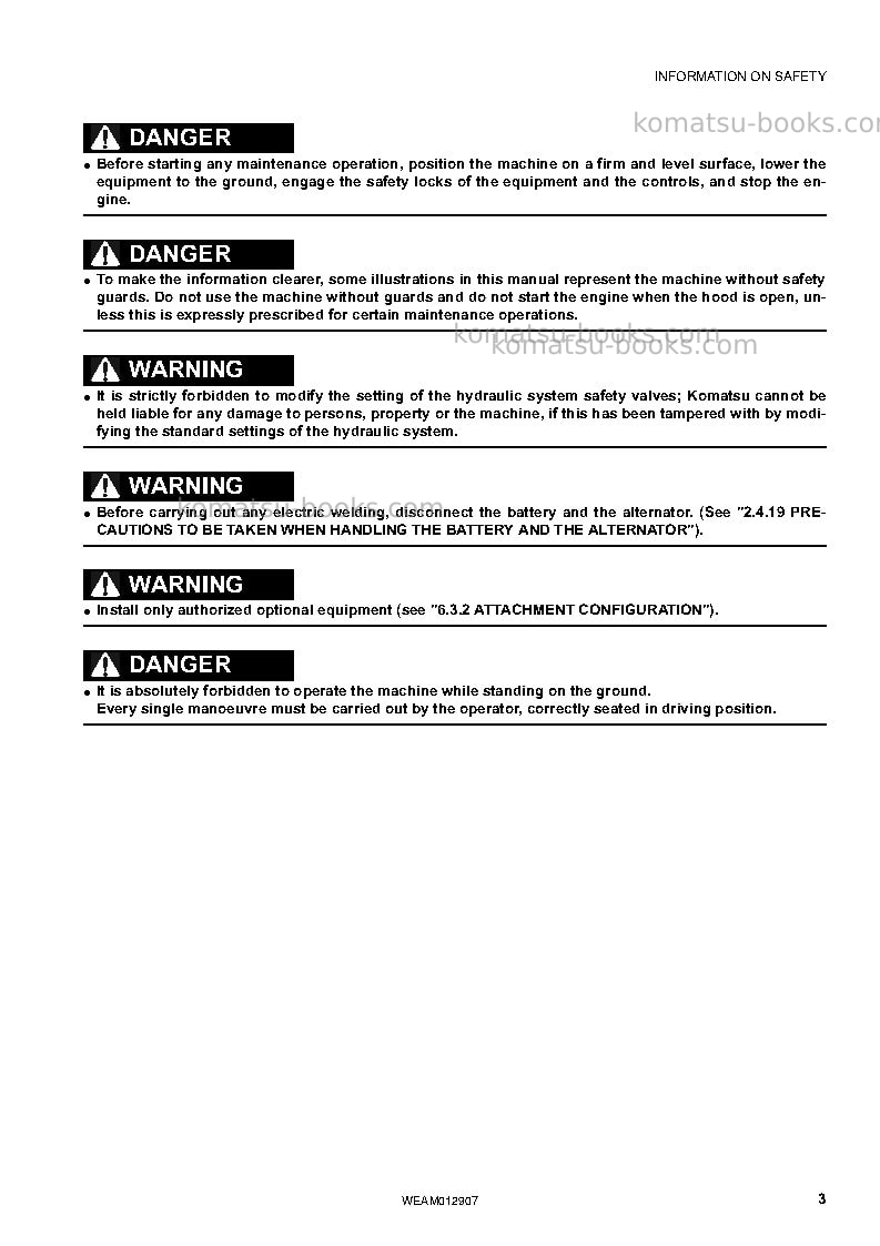 Komatsu pc80mr-3ita Operation manual cover Page 5